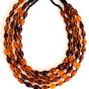 Coldwater Creek Amber Colored Beaded Necklace